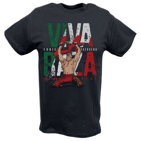 Eddie Guerrero Champ Viva La Raza Black T-shirt by EWS | Extreme Wrestling Shirts