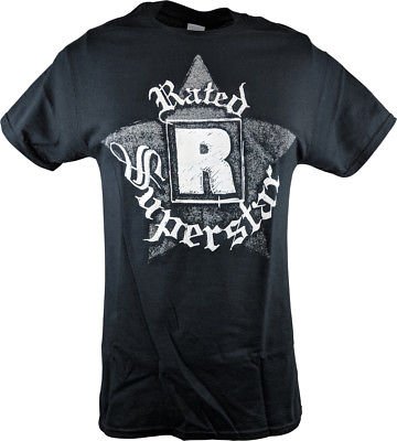 Load image into Gallery viewer, Edge Rated R Superstar Logo Mens Black T-shirt Sports Mem, Cards &amp; Fan Shop &gt; Fan Apparel &amp; Souvenirs &gt; Wrestling by Hybrid Tees | Extreme Wrestling Shirts
