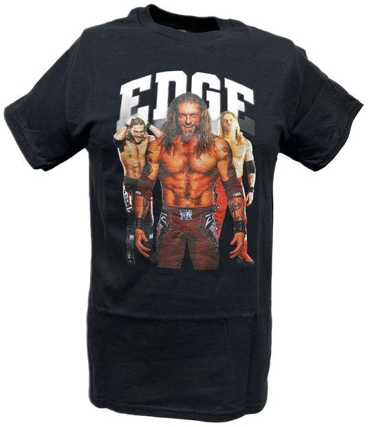 Edge Three Pose Mens Black WWE T-shirt by WWE | Extreme Wrestling Shirts