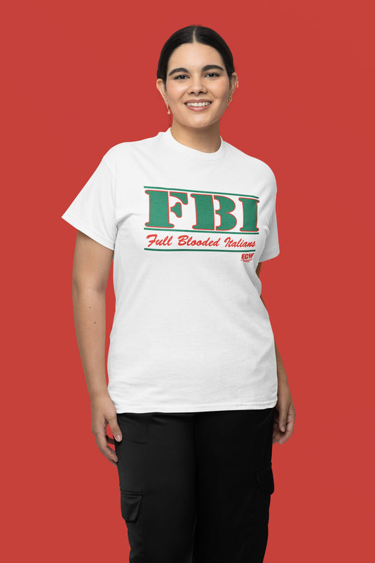 FBI Full Blooded Italian ECW Wrestling White T-shirt by EWS | Extreme Wrestling Shirts