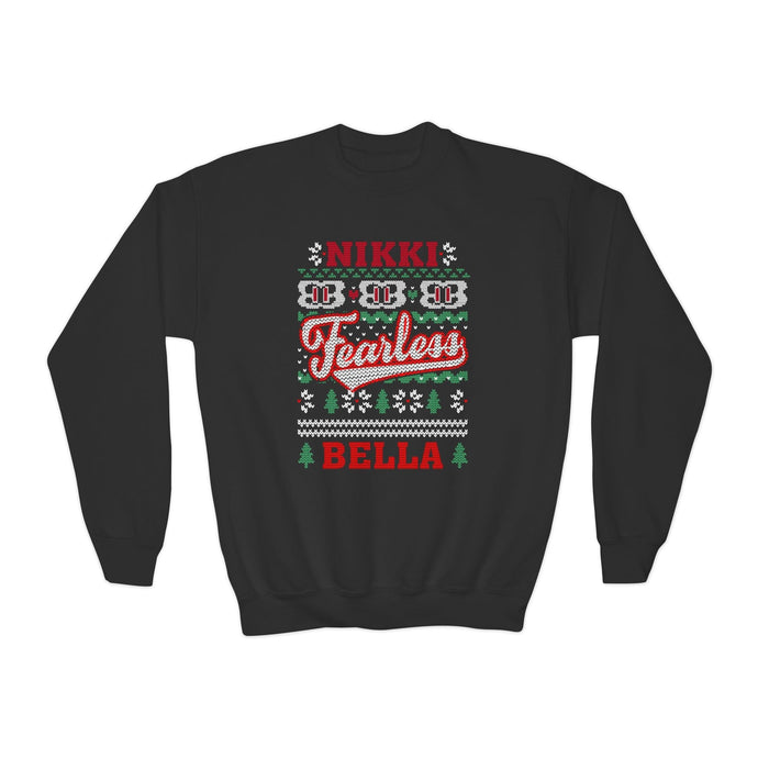 Fearless Nikki Bella Ugly Christmas Kids Youth Sweater Sweatshirt by EWS | Extreme Wrestling Shirts