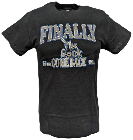 Finally The Rock Has Come Back to Wrestlemania Mens Black T-shirt by WWE | Extreme Wrestling Shirts