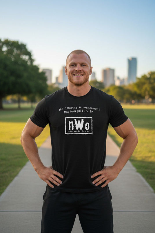 Following Announcement Paid for by nWo New World Order T-shirt by EWS | Extreme Wrestling Shirts