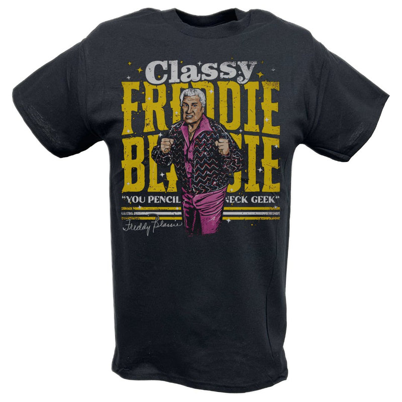 Load image into Gallery viewer, Freddie Blassie Pencil Neck Geek Black T-shirt by EWS | Extreme Wrestling Shirts
