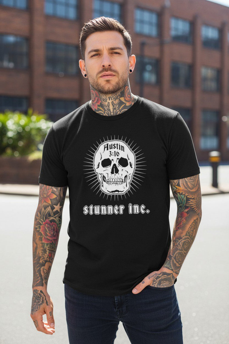 Load image into Gallery viewer, Stone Cold Steve Austin Stunner Inc White Skull T-shirt
