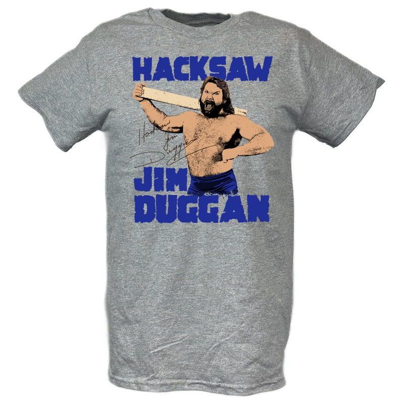 Load image into Gallery viewer, Hacksaw Jim Duggan Signature Grey T-shirt by EWS | Extreme Wrestling Shirts
