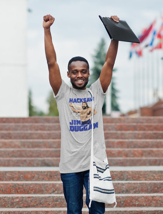 Hacksaw Jim Duggan Signature Grey T-shirt by EWS | Extreme Wrestling Shirts