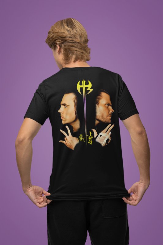 Load image into Gallery viewer, Hardy Boyz Mirror Image Matt Jeff Black T-shirt by EWS | Extreme Wrestling Shirts
