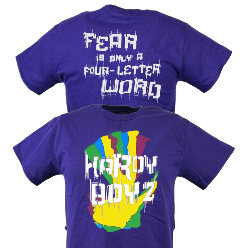 Load image into Gallery viewer, HardyBoyz Fear Four Letter Word Purple Matt Jeff T-shirt by EWS | Extreme Wrestling Shirts
