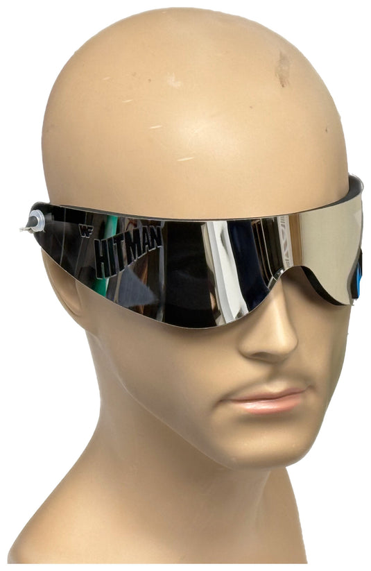 Hitman WWF Logo Silver Bret Hitman Hart Wrap Around Shades Sunglasses by EWS | Extreme Wrestling Shirts