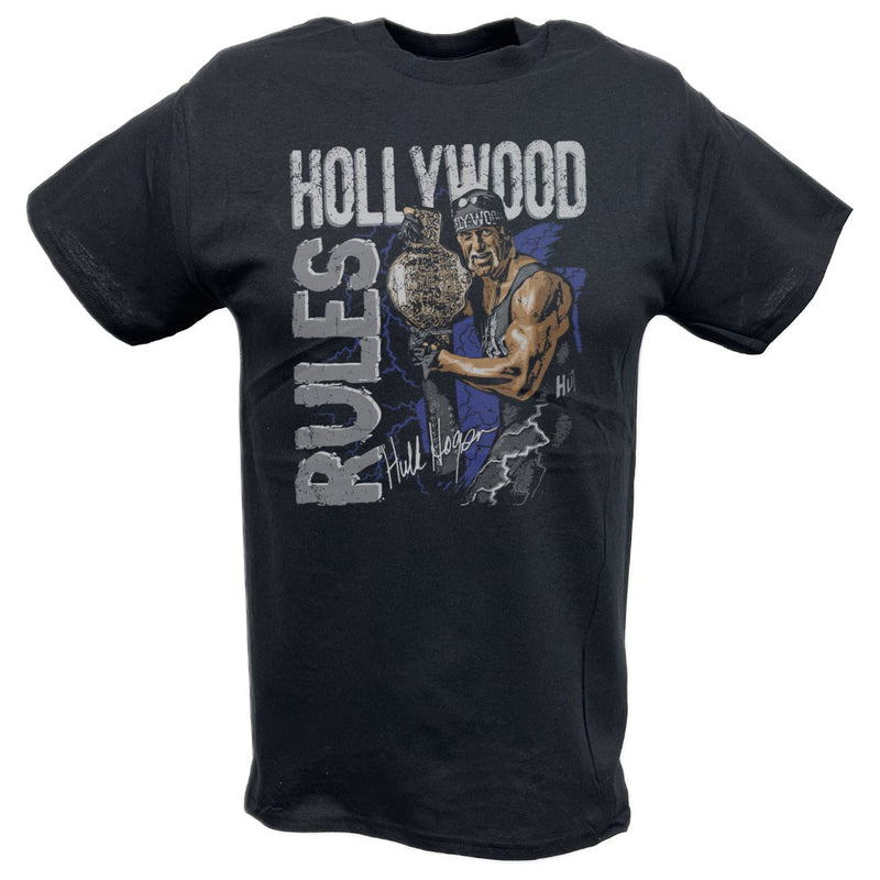 Load image into Gallery viewer, Hollywood Hulk Hogan Rules Black T-shirt by EWS | Extreme Wrestling Shirts
