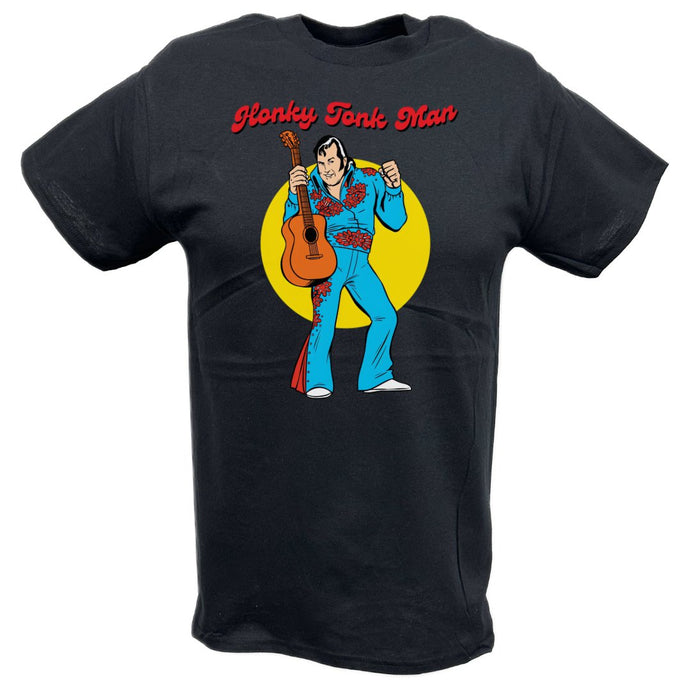 Honky Tonk Man Guitar Animated Black T-shirt by EWS | Extreme Wrestling Shirts