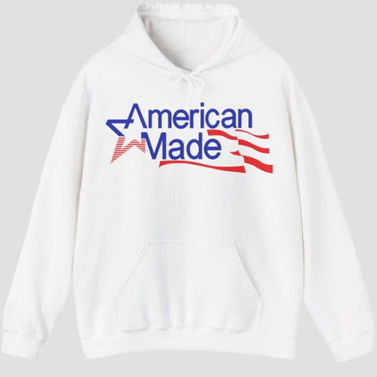 Hulk Hogan American Made Stars and Stripes White Pullover Hoody by EWS | Extreme Wrestling Shirts