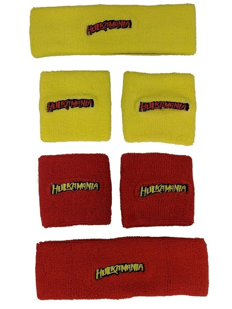 Load image into Gallery viewer, Hulk Hogan Hulkamania 3 pc Headband Wristband Set - Yellow by EWS | Extreme Wrestling Shirts
