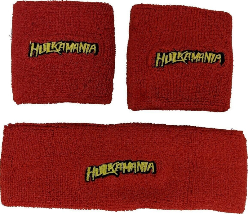 Load image into Gallery viewer, Hulk Hogan Hulkamania 3 pc Headband Wristband Set - Yellow Red by EWS | Extreme Wrestling Shirts
