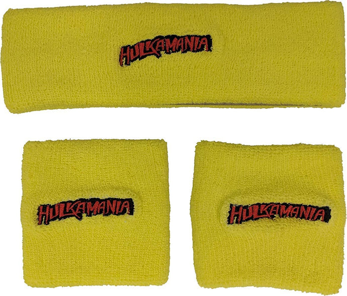 Hulk Hogan Hulkamania 3 pc Headband Wristband Set - Yellow Yellow by EWS | Extreme Wrestling Shirts