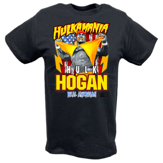 Hulk Hogan Hulkamania Real American USA T-Shirt (Black, Red, and Yellow) 5XL Black by EWS | Extreme Wrestling Shirts