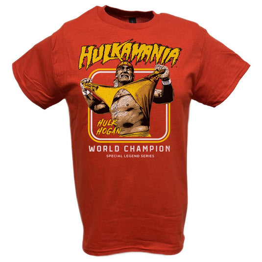 Hulk Hogan Hulkamania Shirt Rip Legend Red T-shirt by EWS | Extreme Wrestling Shirts