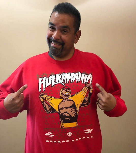 Hulk Hogan Hulkamania Ugly Christmas Mens Sweater Sweatshirt by EWS | Extreme Wrestling Shirts