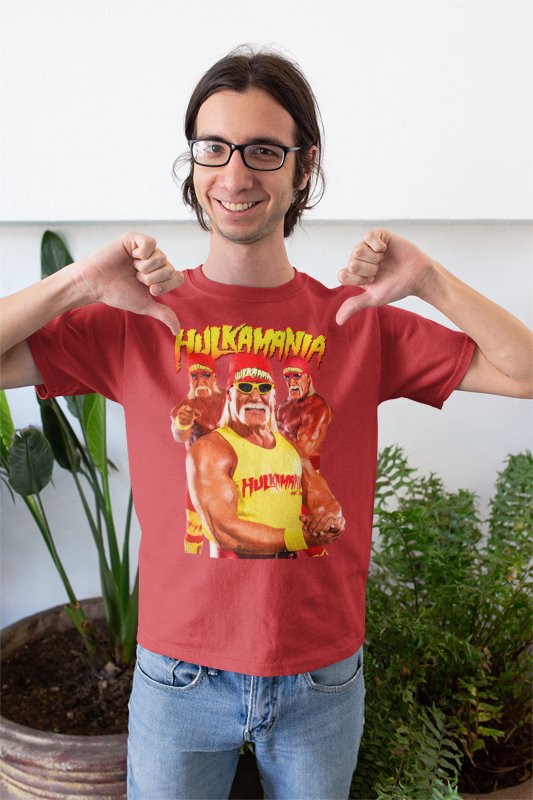 Hulk Hogan Hulking Up Mens Red T-shirt by WWE | Extreme Wrestling Shirts