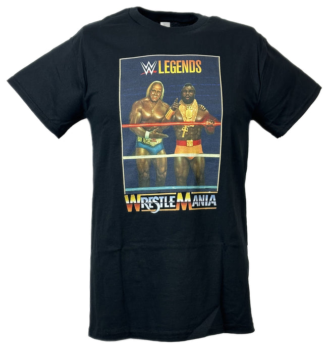 Hulk Hogan Mr T Legends Wrestlemania One Black T-shirt by EWS | Extreme Wrestling Shirts