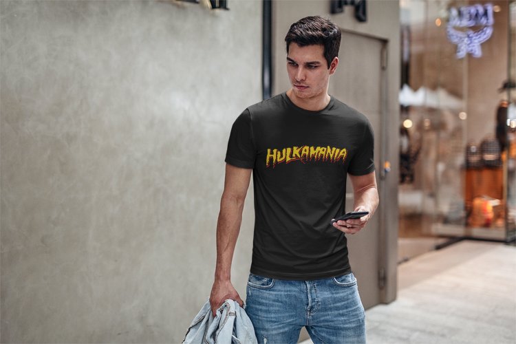 Load image into Gallery viewer, Hulk Hogan Running Wild Hulkamania Mens Black T-shirt Sports Mem, Cards &amp; Fan Shop &gt; Fan Apparel &amp; Souvenirs &gt; Wrestling by Hybrid Tees | Extreme Wrestling Shirts
