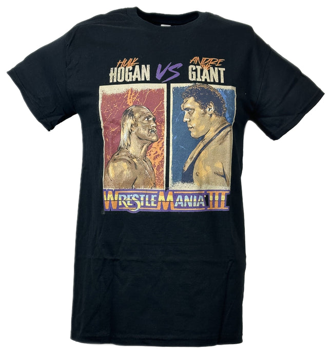 Hulk Hogan Vs Andre The Giant WrestleMania III Black T-shirt by EWS | Extreme Wrestling Shirts