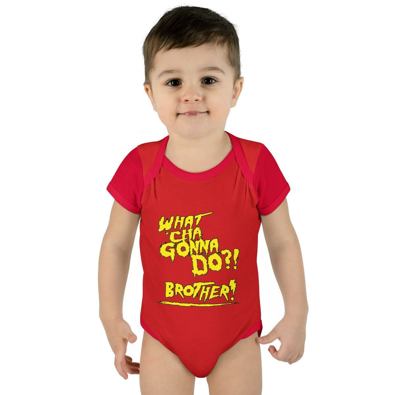 Load image into Gallery viewer, Hulk Hogan Whatcha Gonna Do Brother Red Baby Bodysuit by EWS | Extreme Wrestling Shirts
