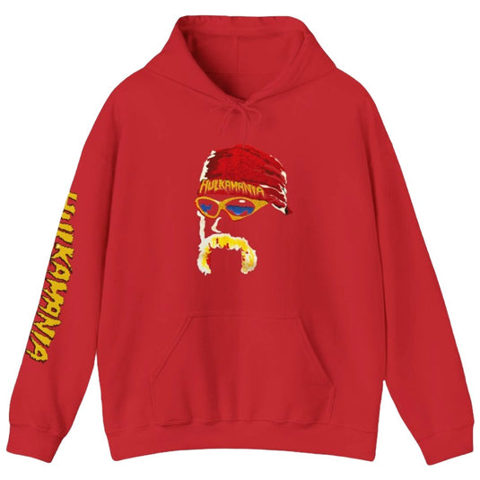 Hulkamania Hulk Hogan Red Hoody Headshot Sweatshirt by EWS | Extreme Wrestling Shirts