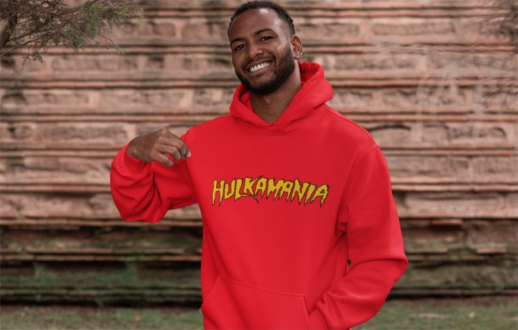 Load image into Gallery viewer, Hulkamania Hulk Hogan Red Hoody Sweatshirt by WWE | Extreme Wrestling Shirts
