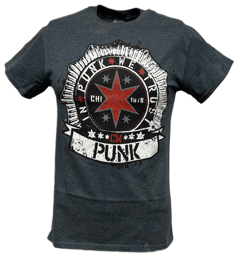 Load image into Gallery viewer, In CM Punk We Trust Best In the World Mens Gray T-shirt Sports Mem, Cards &amp; Fan Shop &gt; Fan Apparel &amp; Souvenirs &gt; Wrestling by Hybrid Tees | Extreme Wrestling Shirts
