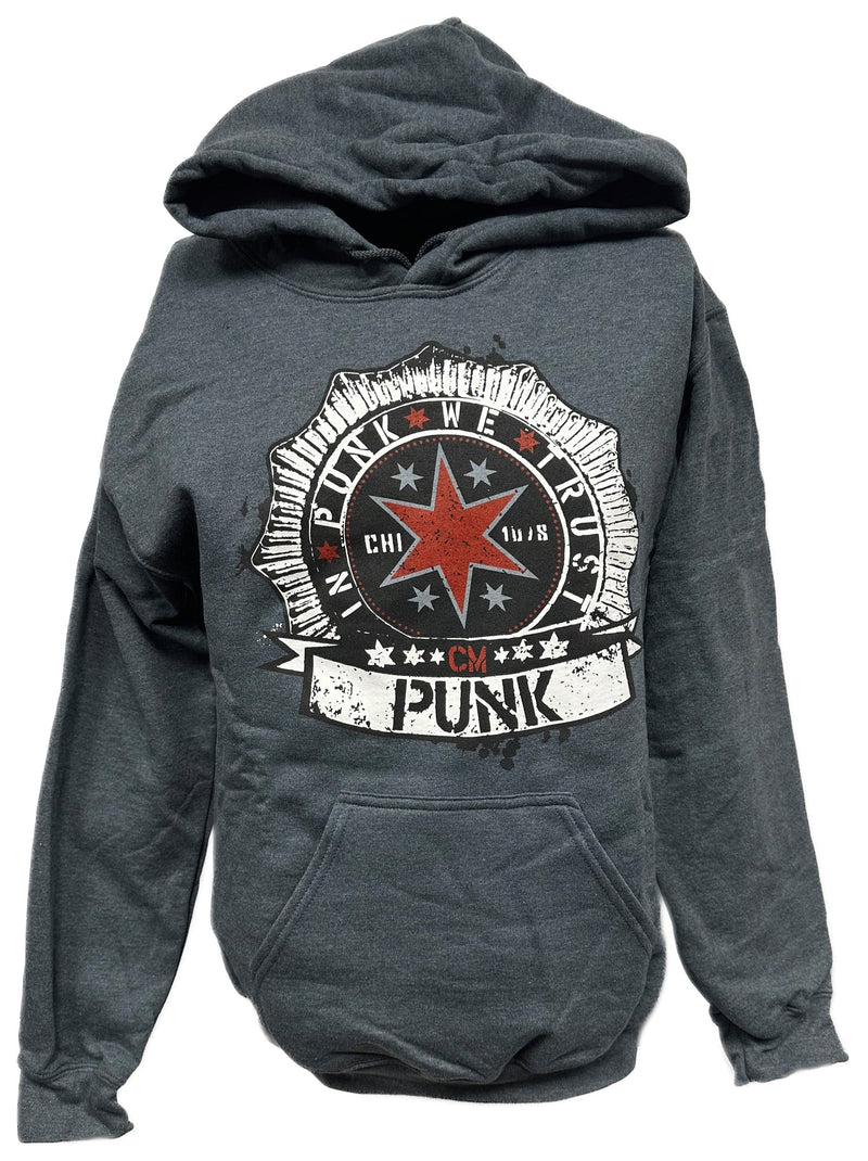 Load image into Gallery viewer, In CM Punk We Trust Gray Pullover Hoody Sweatshirt Sports Mem, Cards &amp; Fan Shop &gt; Fan Apparel &amp; Souvenirs &gt; Wrestling by EWS | Extreme Wrestling Shirts
