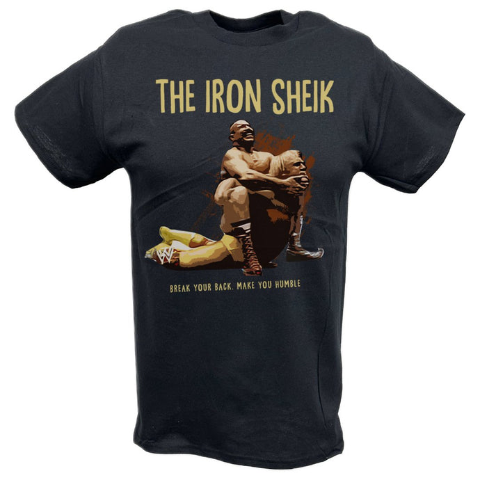 Iron Sheik Hulk Hogan Camel Clutch Black T-shirt by EWS | Extreme Wrestling Shirts