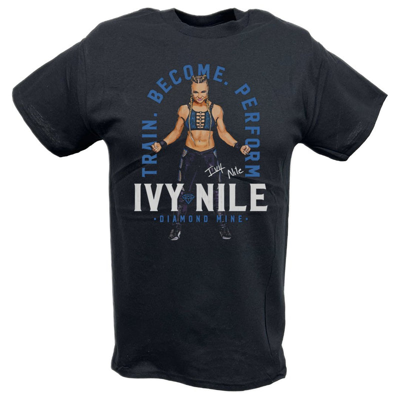 Load image into Gallery viewer, Ivy Nile Train Become Perform Black T-shirt by EWS | Extreme Wrestling Shirts
