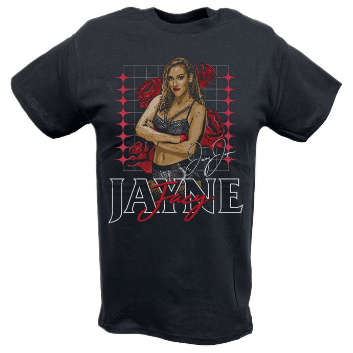 Jacy Jayne Roses Black T-shirt by EWS | Extreme Wrestling Shirts