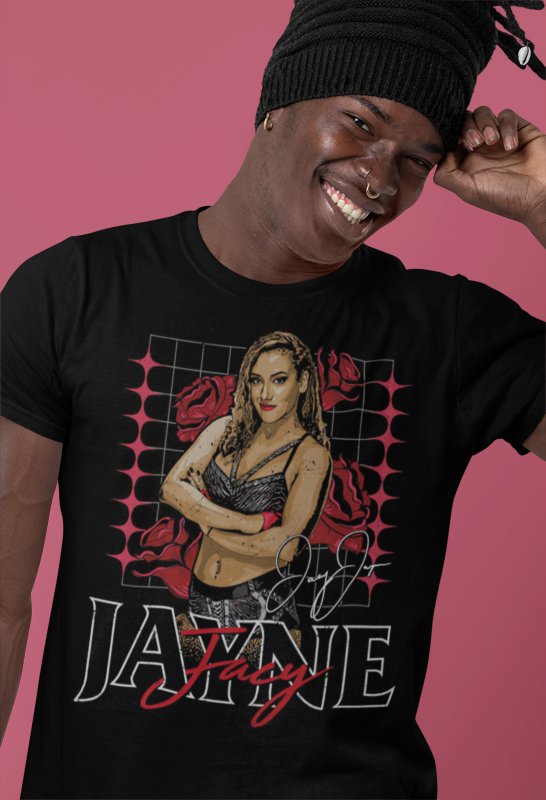 Load image into Gallery viewer, Jacy Jayne Roses Black T-shirt by EWS | Extreme Wrestling Shirts
