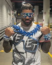 Jey Uso Main Event Tribal Chief Blue Ula Fala Necklace by EWS | Extreme Wrestling Shirts