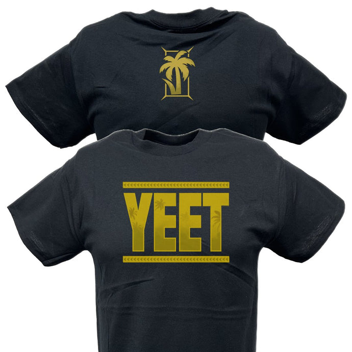 Jey Uso Main Event YEET Gold Logo Kids Youth Black T-shirt by EWS | Extreme Wrestling Shirts