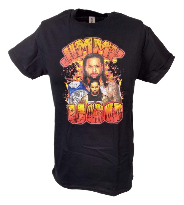 Jimmy Uso Orange Fury Mens Black T-shirt by EWS | Extreme Wrestling Shirts