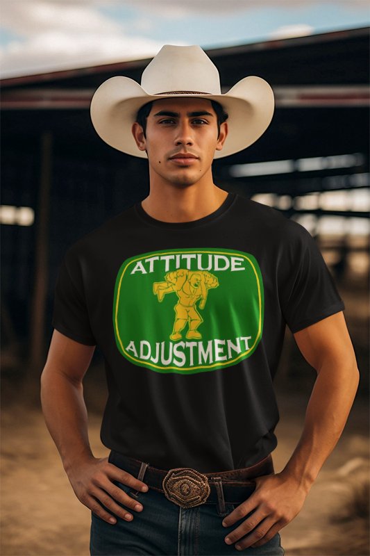 John Cena Attitude Adjustment Mens Green Logo Black T-Shirt by EWS | Extreme Wrestling Shirts