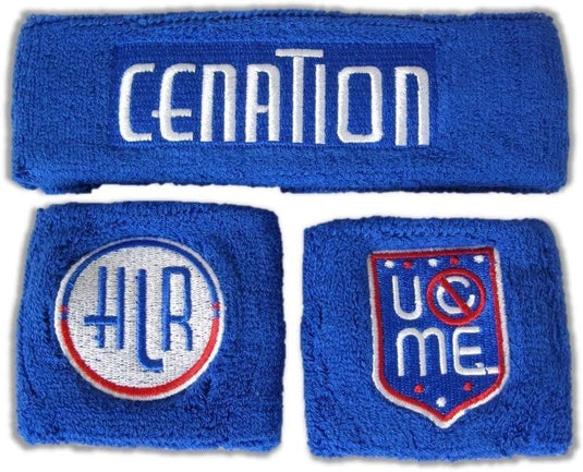 JOHN CENA Blue HLR Cenation U Can't See Me Headband Wristbands Set by pompamhome | Extreme Wrestling Shirts