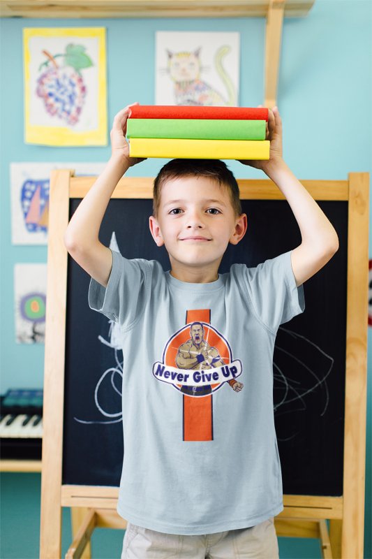 John Cena Blue Orange Never Give Up 20 years Kids Boys T-shirt by EWS | Extreme Wrestling Shirts
