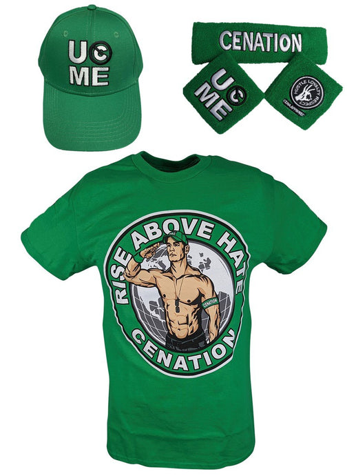 John Cena Boys Green Kids Costume T-shirt Hat Wristbands by EWS | Extreme Wrestling Shirts