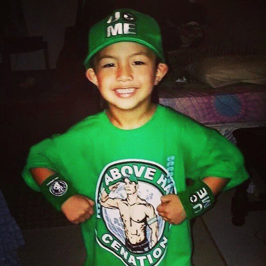 John Cena Boys Green Kids Costume T-shirt Hat Wristbands by WWE | Extreme Wrestling Shirts