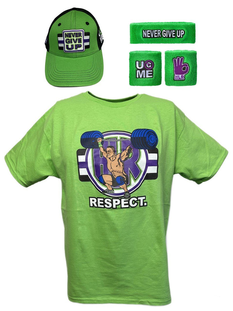 Load image into Gallery viewer, John Cena Cenation Respect Green Boys Kids Costume Hat T-shirt Wristbands Sports Mem, Cards &amp; Fan Shop &gt; Fan Apparel &amp; Souvenirs &gt; Wrestling by Hybrid Tees | Extreme Wrestling Shirts
