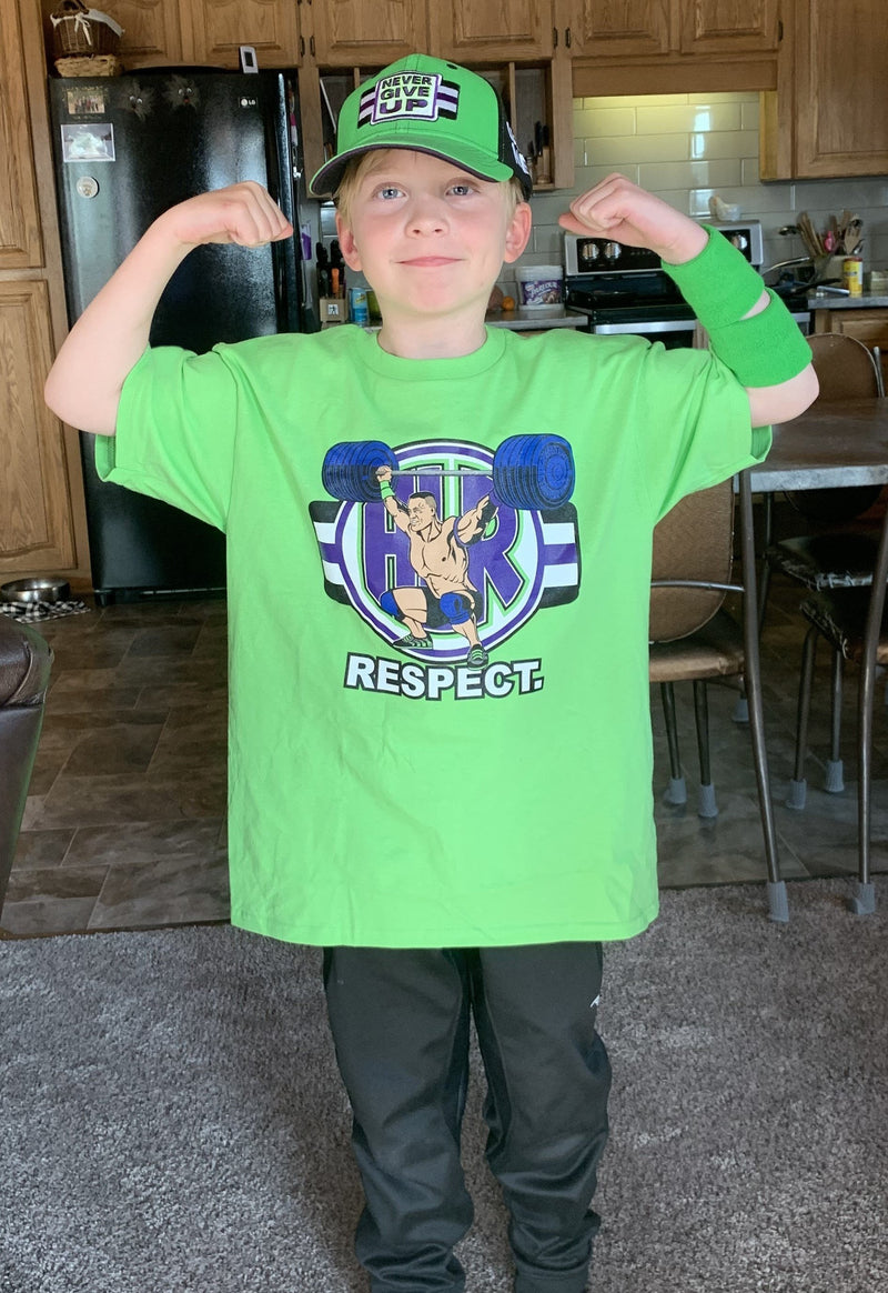 Load image into Gallery viewer, John Cena Cenation Respect Green Boys Kids Costume Hat T-shirt Wristbands Sports Mem, Cards &amp; Fan Shop &gt; Fan Apparel &amp; Souvenirs &gt; Wrestling by Hybrid Tees | Extreme Wrestling Shirts
