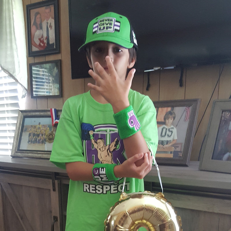 Load image into Gallery viewer, John Cena Cenation Respect Green Boys Kids Costume Hat T-shirt Wristbands Sports Mem, Cards &amp; Fan Shop &gt; Fan Apparel &amp; Souvenirs &gt; Wrestling by Hybrid Tees | Extreme Wrestling Shirts
