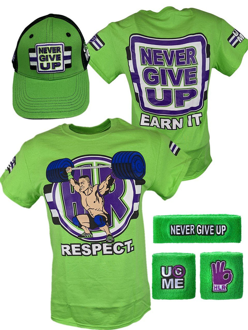 Load image into Gallery viewer, John Cena Cenation Respect Green Mens Costume Hat T-shirt Wristbands Sports Mem, Cards &amp; Fan Shop &gt; Fan Apparel &amp; Souvenirs &gt; Wrestling by Freeze | Extreme Wrestling Shirts
