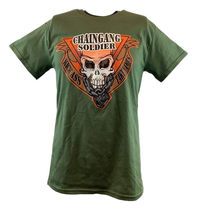 John Cena Chaingang Soldier Mens Olive Green T-shirt by EWS | Extreme Wrestling Shirts