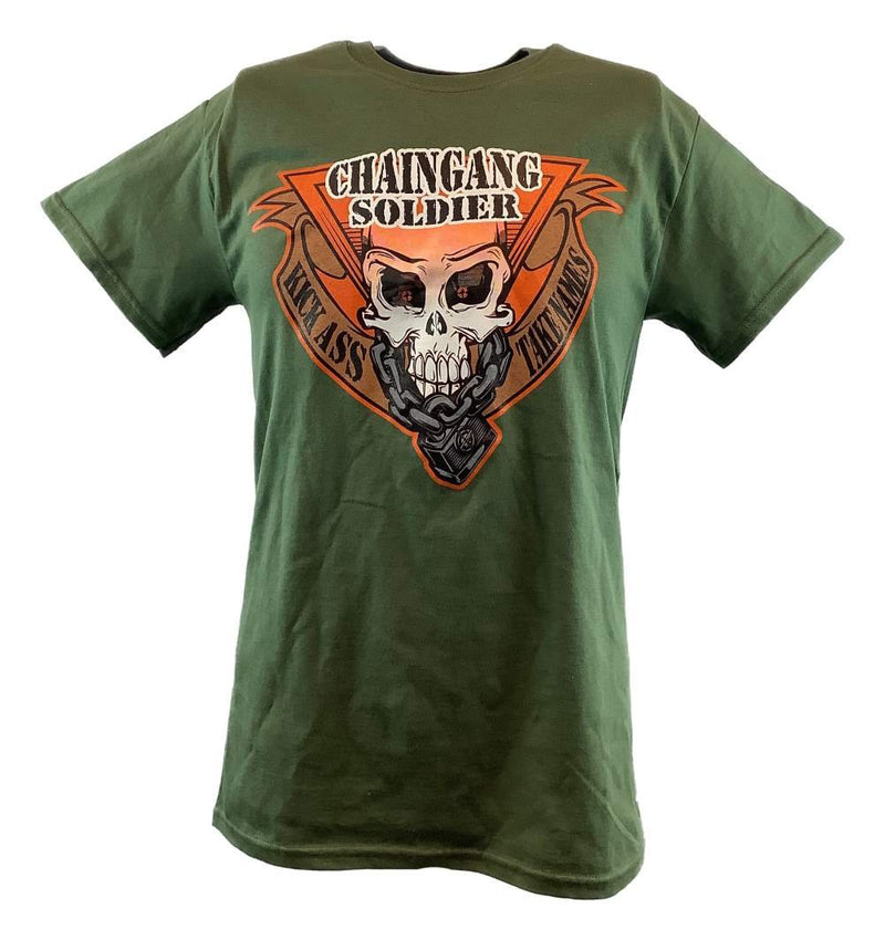 Load image into Gallery viewer, John Cena Chaingang Soldier Mens Olive Green T-shirt by EWS | Extreme Wrestling Shirts
